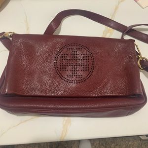 Tory Burch cranberry leather crossbody